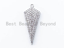Load image into Gallery viewer, CZ Micro Pave Triangle Pendant, 11x35mm, 12x30mm, Gold/Rose Gold/Silver/Black Pave Pendant Charm, sku#B36
