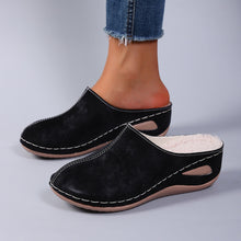 Load image into Gallery viewer, Plus-Size Fleece-Lined Wedge Slippers