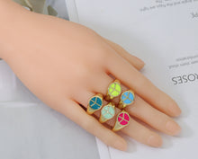Load image into Gallery viewer, Enamel Peace Sign On Round Adjustable Ring, Sku#X325
