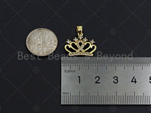Load image into Gallery viewer, 18K Gold Micro CZ Pave Crown Pendant, Gold Crown Charm,  Crown Beads, Jewelry Findings, 15x18mm, sku#LK41