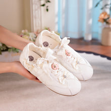 Load image into Gallery viewer, Women's Bow Detail Flat Shoes | Embroidered Fabric Round-Toe Slip-On