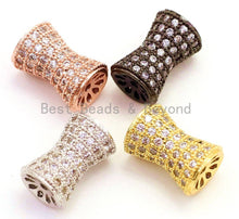 Load image into Gallery viewer, CZ Clear Micro Pave Hourglass Spacer Beads for Bracelet/Necklace, Cubic Zirconia Beads, Bracelet Charms 13x10mm, sku#G50