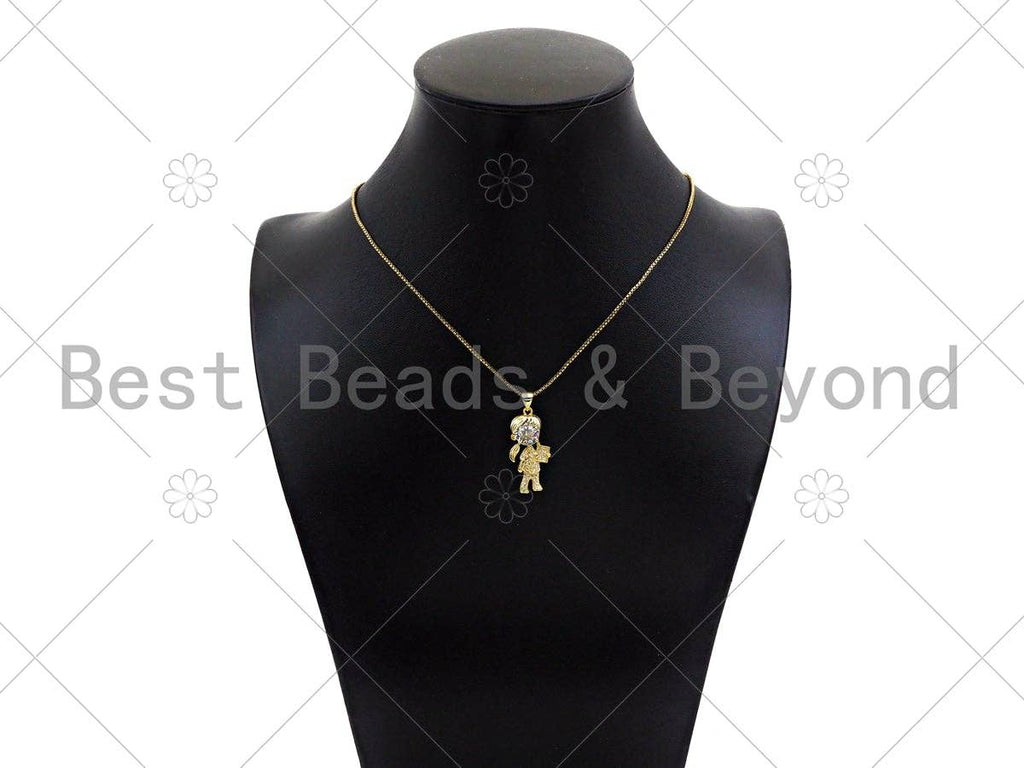 Gold Filled CZ Micro Pave Boy and Girl Shape Pendant,18K Gold Filled Big CZ Charm, Necklace Bracelet Charm Pendant,27x11mm,Sku#LK349