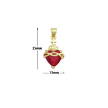 Load image into Gallery viewer, Red Heart Gold Cross Charm Pendant,Sku#LD712
