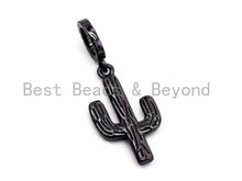Load image into Gallery viewer, CZ Micro Pave CACTUS Pendant/Charm with Abalone Shell, Pave Findings/Cubic Zirconia Pendant, 12x22mm, 1pc, SKU#F465