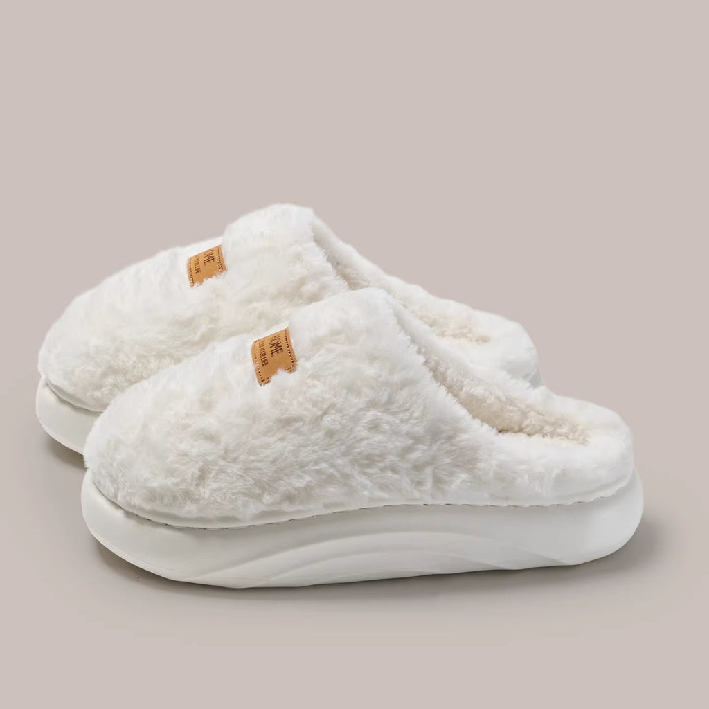 Women's Plush Thick Soled Cotton Slippers | Warm Non-Slip Indoor Home Shoes