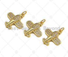 Load image into Gallery viewer, CZ Micro Pave Airplane Shape Pendant/Charm,Cubic Zirconia Charm, Necklace Bracelet Charm Pendant,18x19mm, Sku#LK256