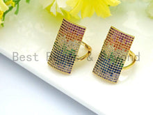 Load image into Gallery viewer, Colorful CZ Rectangle Shape Open Ring, Sku#X62