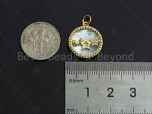 Load image into Gallery viewer, 18K Gold CZ Micro Pave Twinkle Little Stars Inlay Mother-of-pearl Pendant Charm, Cubic Zirconia Charm, 16mm, sku#Z1132