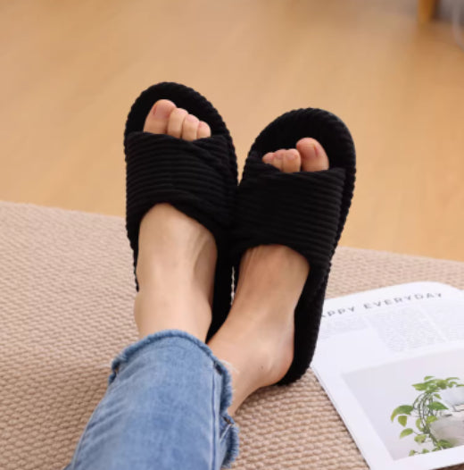 Corduroy Velcro Slide Sandals | EVA Cushioned Sole | Adjustable Strap | Women & Men