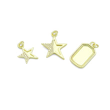 Load image into Gallery viewer, Clear CZ Radical Line Star Dogtag Rectangle Charm Pendant,Sku#LK1255