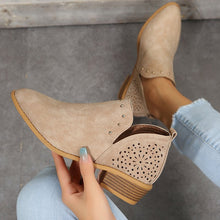 Load image into Gallery viewer, Women's Retro Studded Pointed-Toe Ankle Boots | Chunky Heel Slip-On