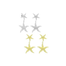 Load image into Gallery viewer, Gold Silver StarFish Earrings, Sku#A472