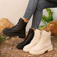 Load image into Gallery viewer, Women's Motorcycle Ankle Boots - Chunky Heel Side Zipper Boots