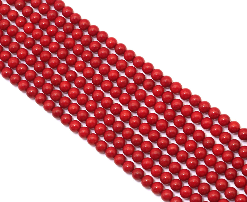 Natural High Quality Red Coral Round Smooth Beads, Sku#U1494
