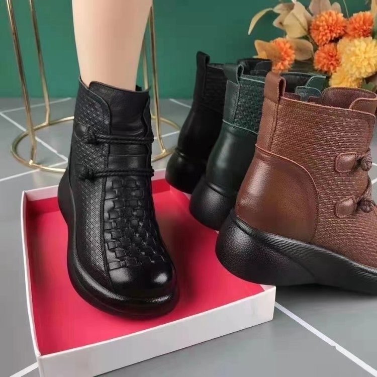 Soft Leather Fleece-Lined Warm Boots