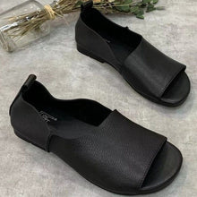 Load image into Gallery viewer, Women's Retro Handmade Soft Leather Open-Toe Sandals | Slip-On Fish-Mouth Shoes with Soft Sole