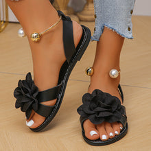 Load image into Gallery viewer, Women's Pearl Strap Flat Sandals - Elegant Open Toe Summer Sandals with Floral Design