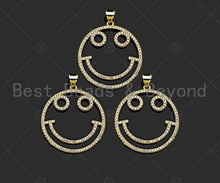 Load image into Gallery viewer, CZ Micro Pave Smiley Face Shape Pendant/Charm, 18K Gold Filled Charm, Necklace Bracelet Charm Pendant,26x29mm,Sku#LK322