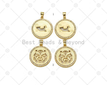 Load image into Gallery viewer, CZ Hollow Out Leopard/Tiger Head Charm, Sku#LK572