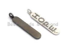 Load image into Gallery viewer, CZ Micro Pave Long Bar HOPE Pendant, Cubic Zirconia Strip Pendant, Micro pave Oval shape pendant, 50x9mm, sku#F647
