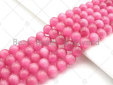 Cat's Eye Dark Pink Round Beads, 6mm/8mm/10mm/12mm Smooth beads, UA164