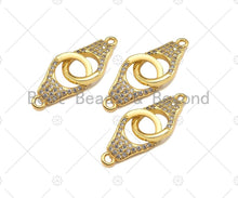 Load image into Gallery viewer, Micro Pave Dainty 18K Gold Handcuff Charm Connectors, Gold Handcuffs Link, Necklace Bracelet Connector, 10x17mm, Sku#LK242