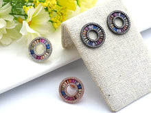 Load image into Gallery viewer, Micro Pave  Rainbow CZ Circle Earring,J89