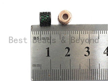 Load image into Gallery viewer, CZ Big Hole Drum Barrel Green Micro Pave Spacer Beads, Gold/Rose Gold/Silver/Black Cubic Zirconia Spacer Beads, DIY Jewelry, 6x7mm, sku#X47
