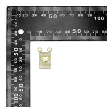 Load image into Gallery viewer, Gold Clear CZ Heart On Rectangle Charm Pendant, Sku#LK984