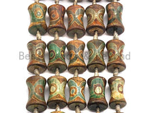 Load image into Gallery viewer, 1pc/12pc Etched Tibetan agate Spool Beads, Dzi Agate Beads,