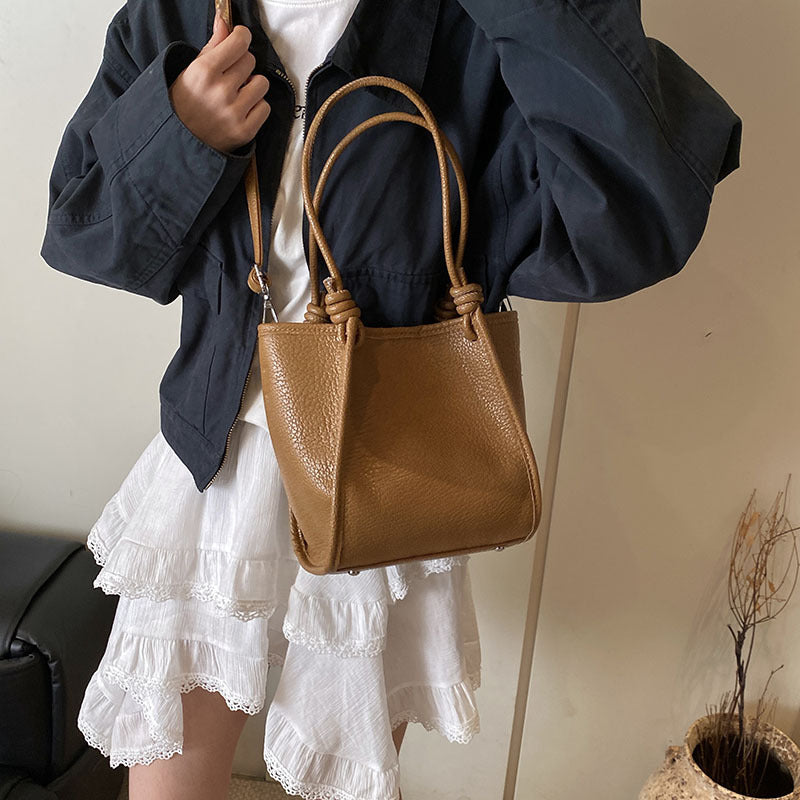 Women's High-Capacity Crossbody Bucket Bag - PU Leather Shoulder Bag with Adjustable Strap