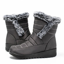Load image into Gallery viewer, Women's High Top Snow Boots | Faux Rabbit Fur Collar | Chain Detail | Waterproof Warm Winter Boots