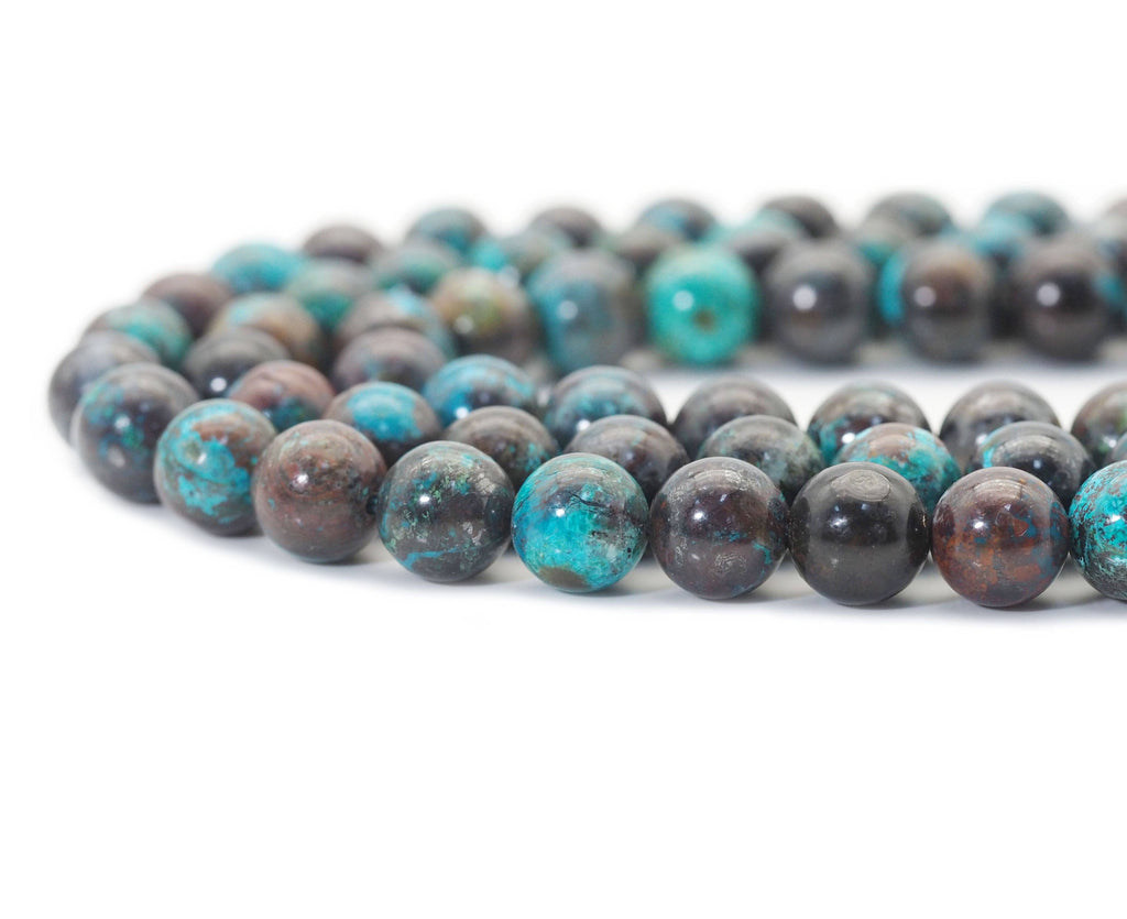 Genuine High Quality Blue Brown Chryscolla Round Smooth Bead