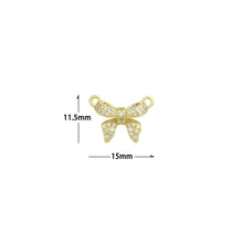 Load image into Gallery viewer, Clear CZ Gold Bow Connecter Charm Pendant,Sku#LD730