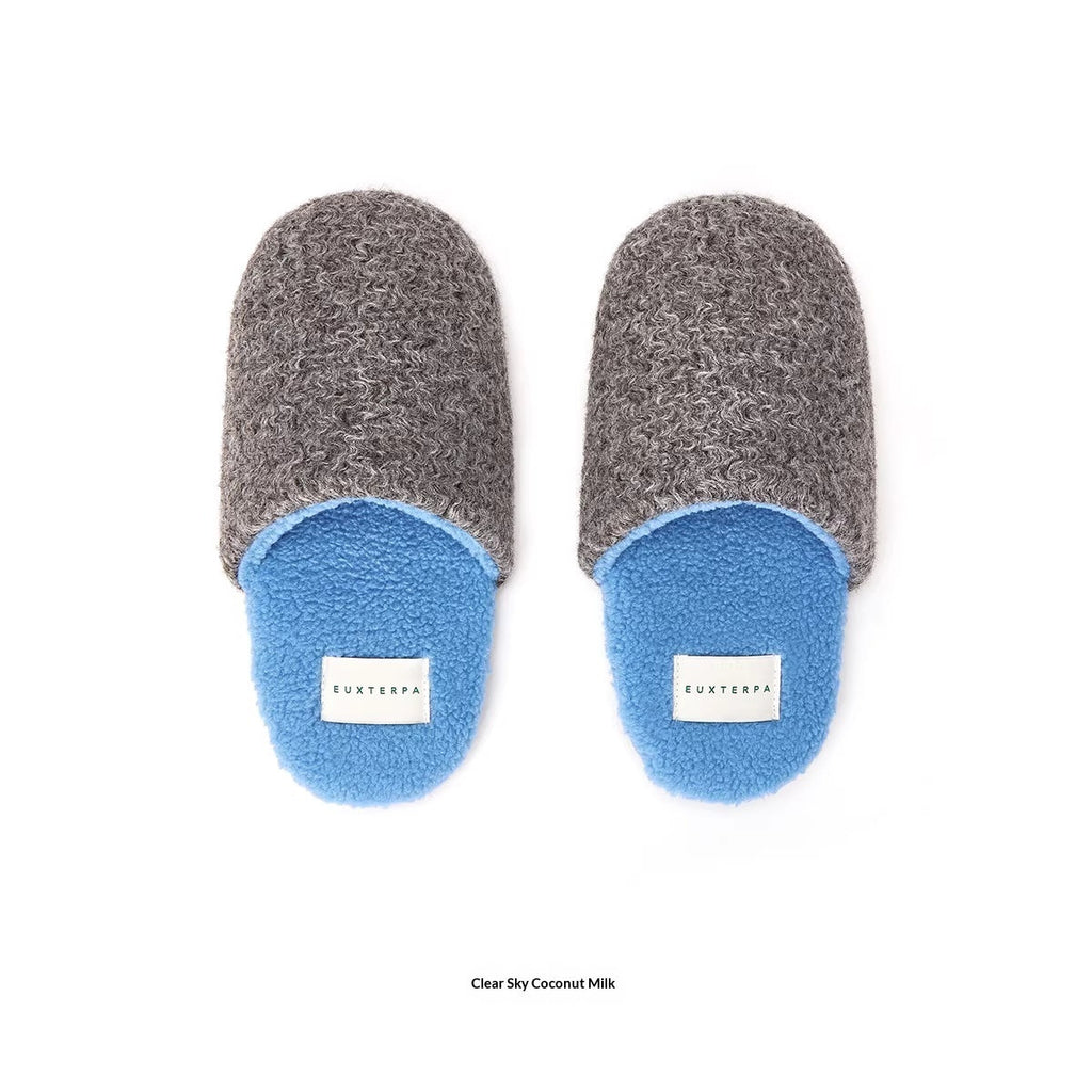 Woolen Color-Blocked Home Slippers - Warm Non-Slip Indoor Cotton Slippers for Women & Men