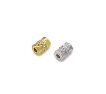 Load image into Gallery viewer, CZ Pave Gold Silver CZ Tube Spacer Beads, Sku#B343