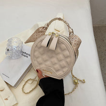 Load image into Gallery viewer, Small Round Embroidered Crossbody Bag for Women – Diamond Pattern PU Leather