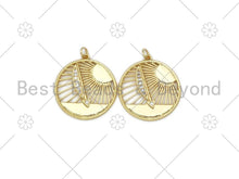 Load image into Gallery viewer, CZ Micro Pave Sun Light with Arrow Round Pendant,18K Gold Filled Charm,Necklace Bracelet Charm Pendant,27x29mm,Sku#L583