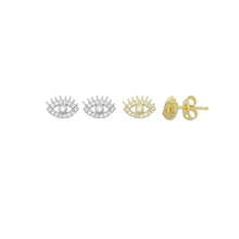 Load image into Gallery viewer, CZ Gold Silver Evil Eye Shape Stud Earrings, Sku#A438
