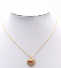 Load image into Gallery viewer, CZ Pave Red Enamel Mom Heart Charm, Mother's day charm, Sku#L716