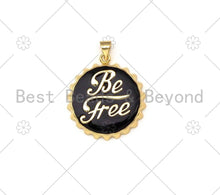Load image into Gallery viewer, Colorful Enamel Be Free Word On Bottle Cap Pendant,18k Gold