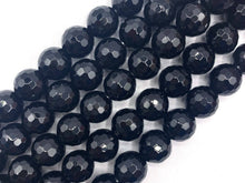 Load image into Gallery viewer, 2mm Big Hole High Quality Black Onyx Round Faceted Beads, 8mm/10mm/12mm Natural Beads, 8'' Full Strand, SKU#U1208