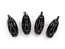 Load image into Gallery viewer, Black CZ Pave On Black Micro Pave Black Leaf Enhancer Bail,Fine Jewelry Bail,Pave Clasp, Pave Pendant Lock, Pave Bail, 6x14mm,sku#H116