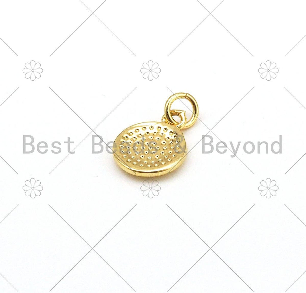 White Enamel Evil Eye Heart Cross Star On Round Coin Shape Pendant, Gold Filled Enamel Charm,Enamel Jewelry Findings, 12x10mm,Sku#LD144