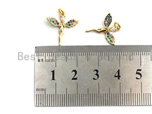Load image into Gallery viewer, CZ Colorful Micro Pave Fairy Charm/Pendant, Angel Wing Lady Pave Pendant, Gold plated, 16x17mm, Sku#F751