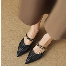 Load image into Gallery viewer, Women's Chain Strappy Pointed-Toe Flat Sandals | Low Heel Microfiber Dress Sandals
