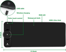 Load image into Gallery viewer, RGB Gaming Mouse Pad with 15W Wireless Charging, Extended Desk Mat 31.5 x 11.8 Inch, LED Mouse Pad with 10 Lighting Modes, Non-Slip Base for Keyboard, Mouse