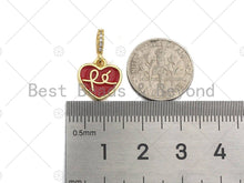 Load image into Gallery viewer, 18K Gold Finish Enamel Heart Pendant, Black/Pink/White/Red Heart charm, 12mm, sku#JL05
