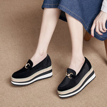 Load image into Gallery viewer, Metal Buckle Striped Wedge Slip-On Shoes